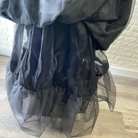 Vintage 1960s Adele Simpson Black Velvet Diamond Detailed Satin Skirt Full Gown - Picture 10 of 12